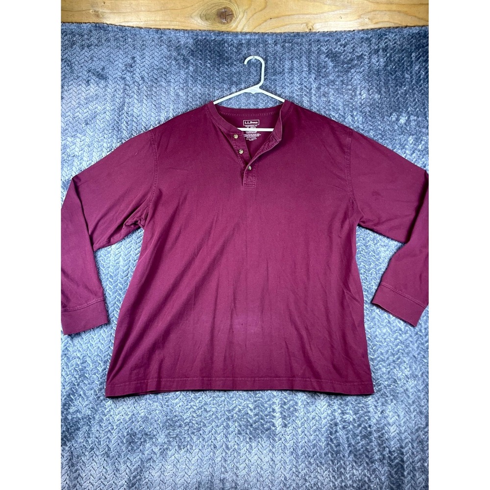 L.L. Bean Thermal Henley Shirt Mens XL Reg Burgundy Traditional Fit Long Sleeve